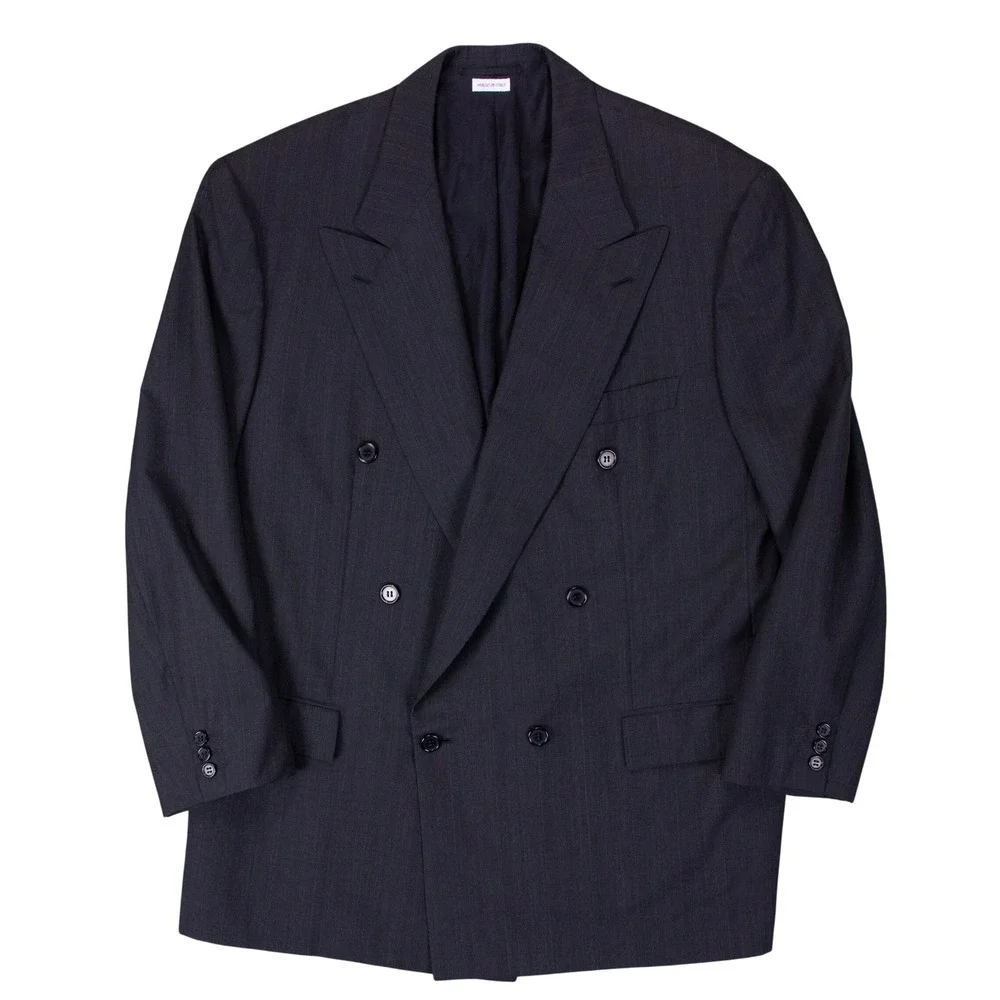 VTG Brioni Mens‎ 44R Double Breasted Wool Suit Jacket Blazer Gray Made in Italy